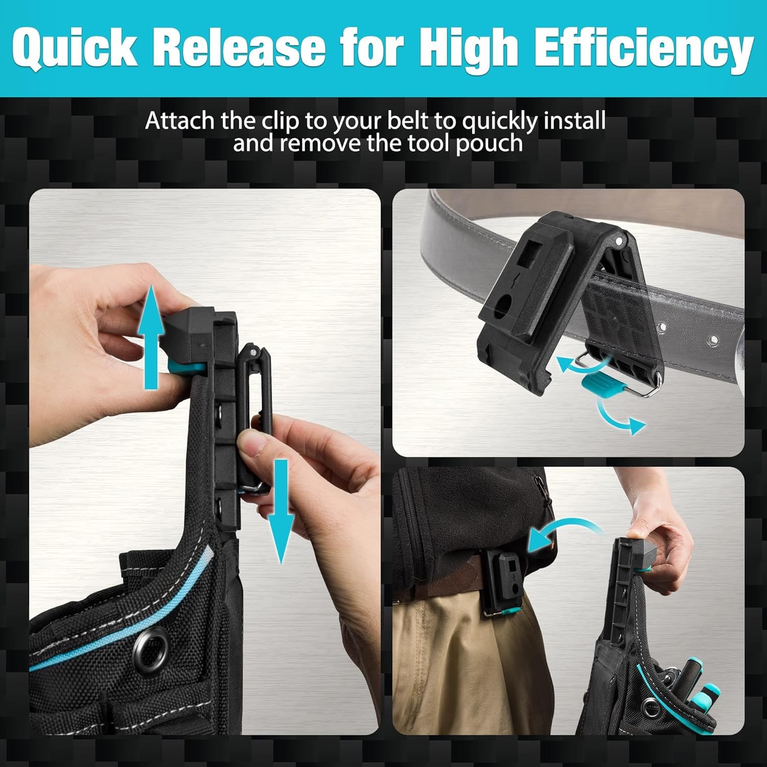 DuraTech Tool Pouch with Belt Clip, Electrician Tool Pouch with Tape Measure Hol