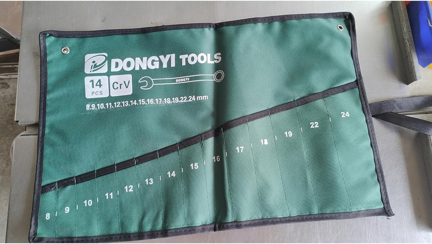 2 Pack Wrench Roll up Pouch Wrench Set Roll Organizer 14 Pocket Slot Canvas Tool