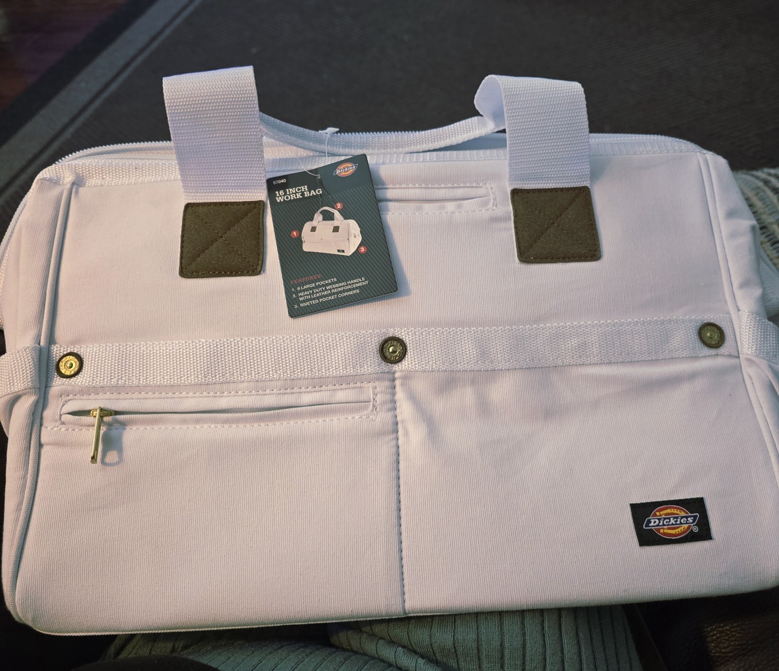 Dickies 16-Inch Durable Canvas Work Bag for Painters, Carpenters, and White