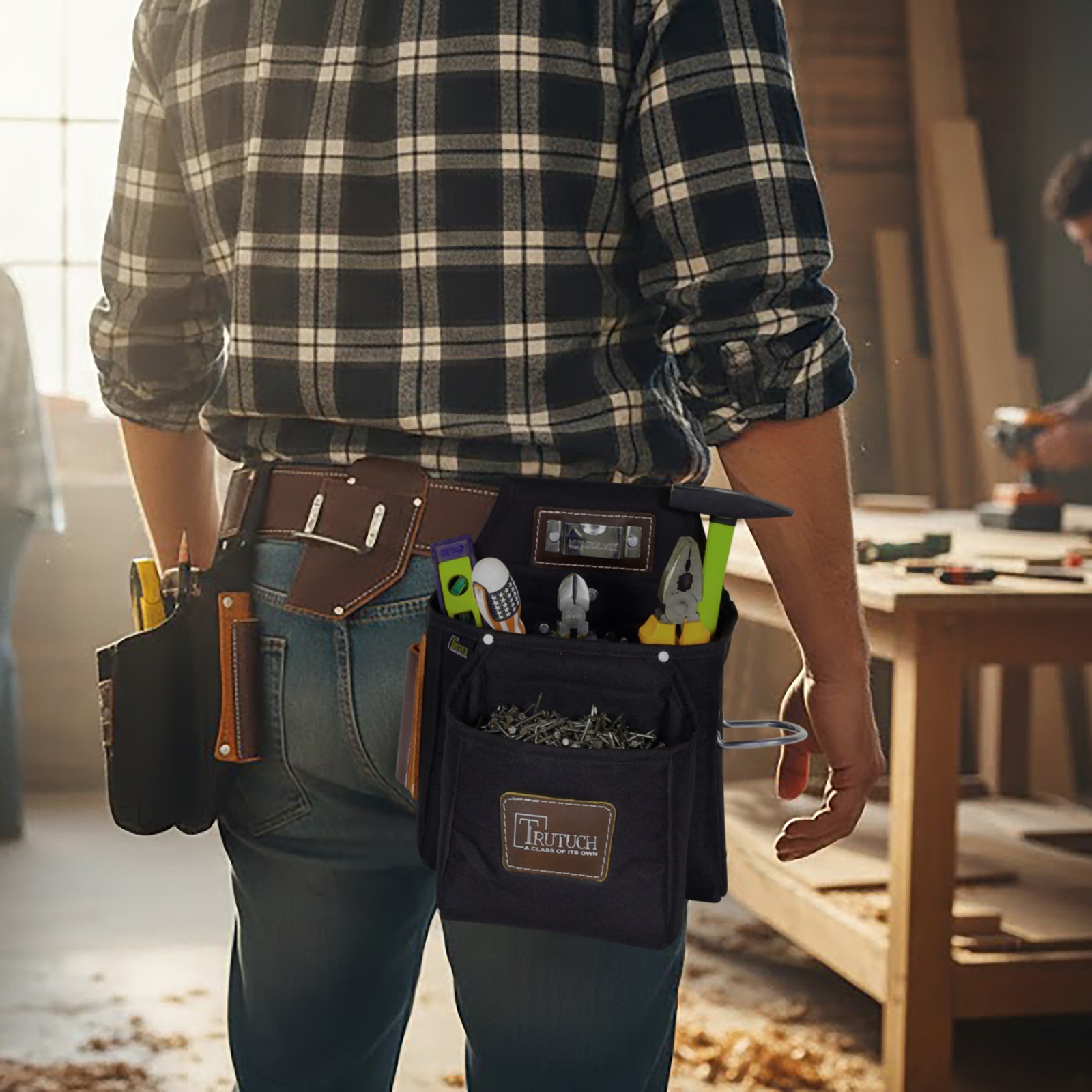 TRUTUCH Nylon and Leather Tool Belt with Leather Work Suspender | Construction