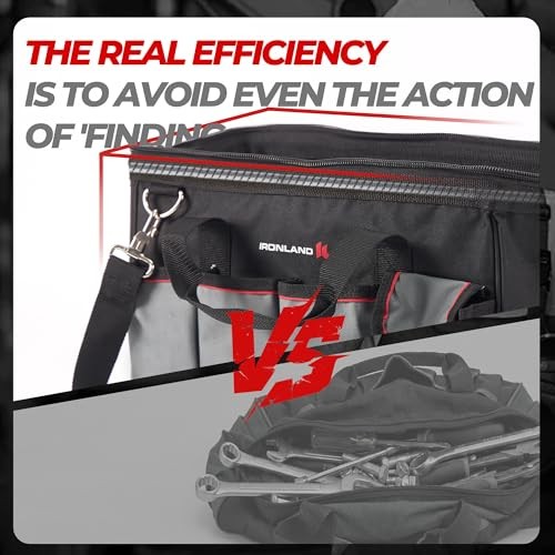 16.5 Inch Hard & Sturdy Bottom Tool Bag Organizer for Men, 16.5 inch Black