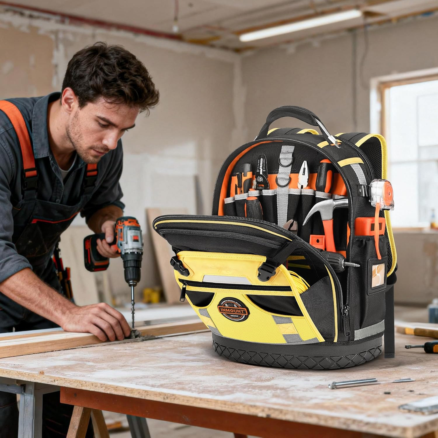 Tool Backpack Bag, Electrician Tool Bag 78-Pockets & Loops Tools Bag HVAC Tool B