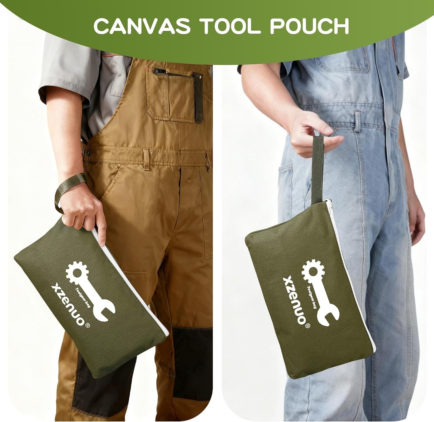 Versatile 16oz Cotton Canvas Tool Pouch – Compact Zipper Storage Bag