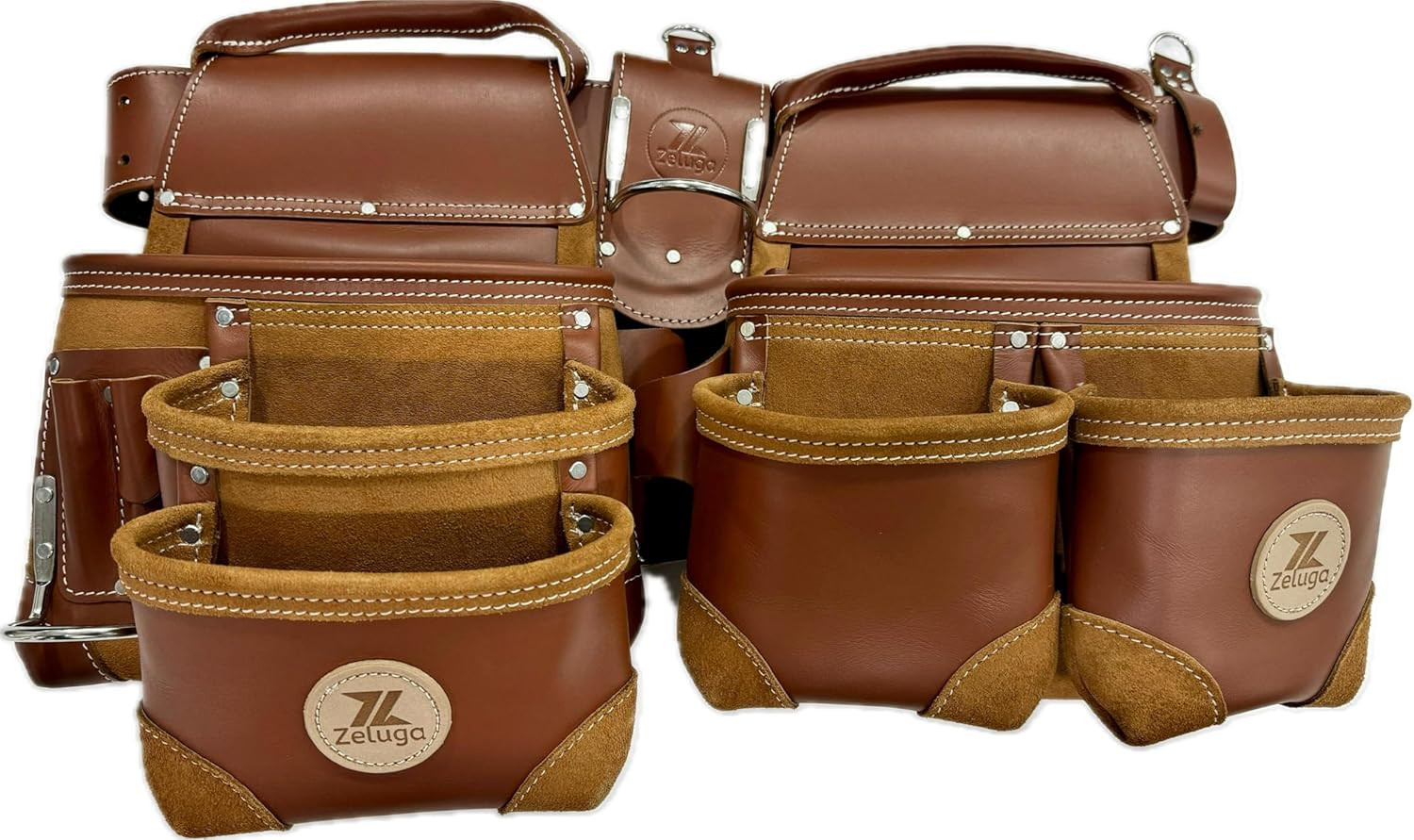 Durable Cherry Leather Tool Bag Set – Heavy Duty Framer’s Essential 20-162