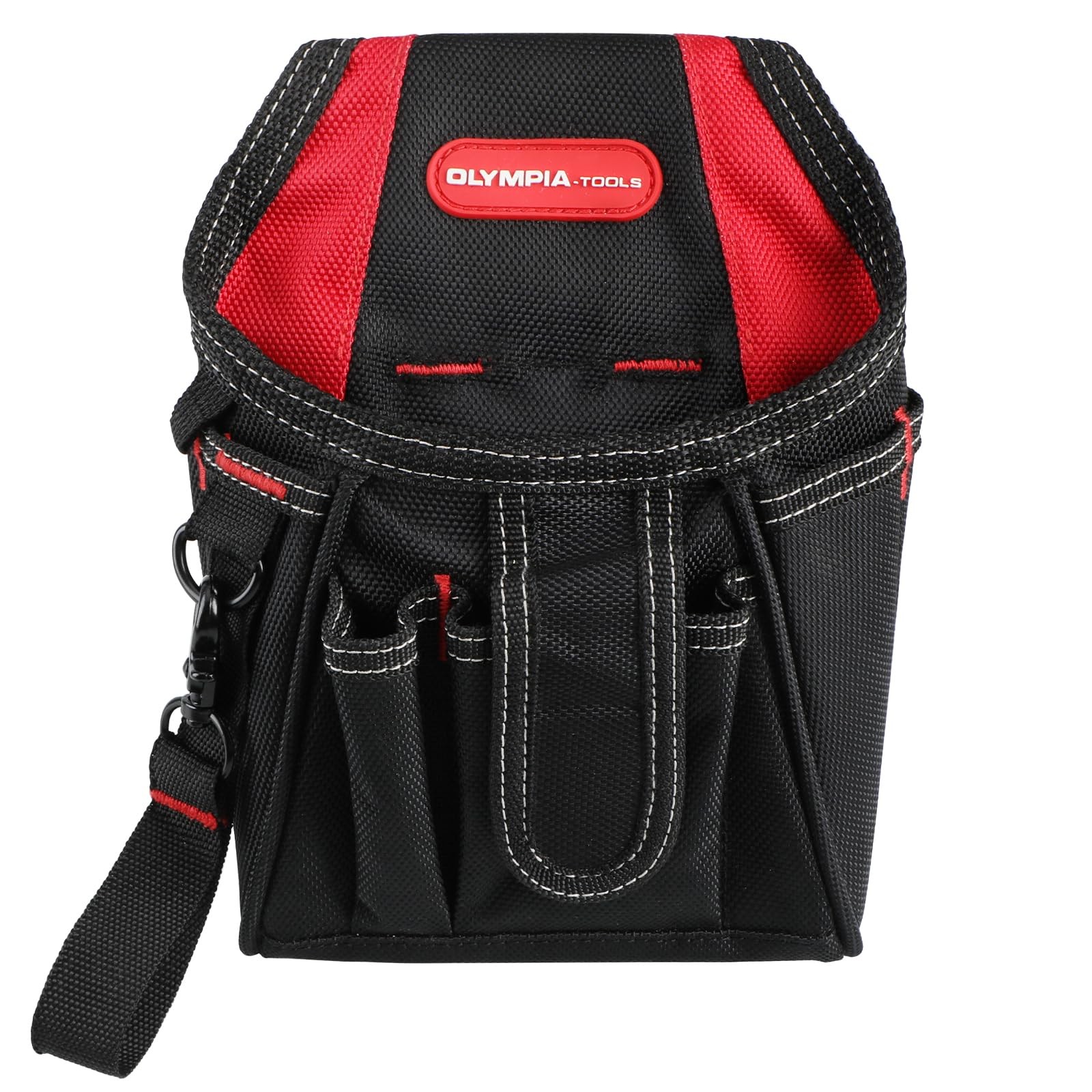 7 Pocket Tool Pouch With Belt Clip Black Red Electrician Carpenter Holster Bag