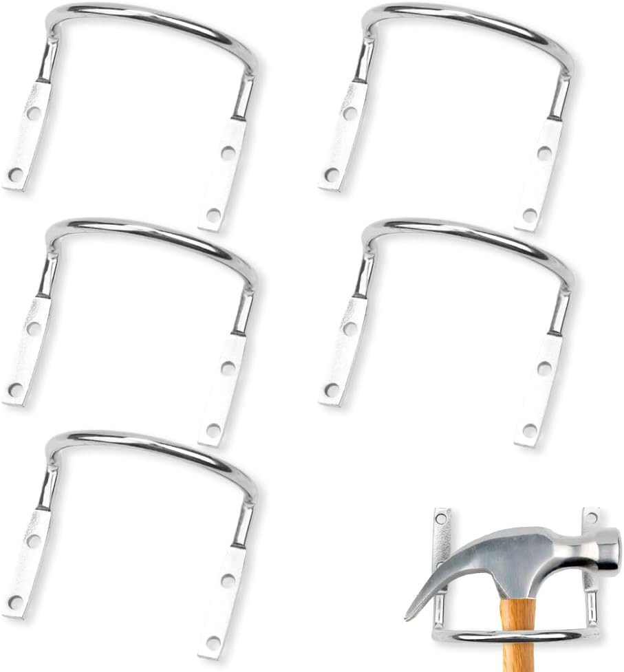 5 Pack Hammer Holder Loop Replacement U Steel Wire Wall Mount Hook, Heavy Duty H