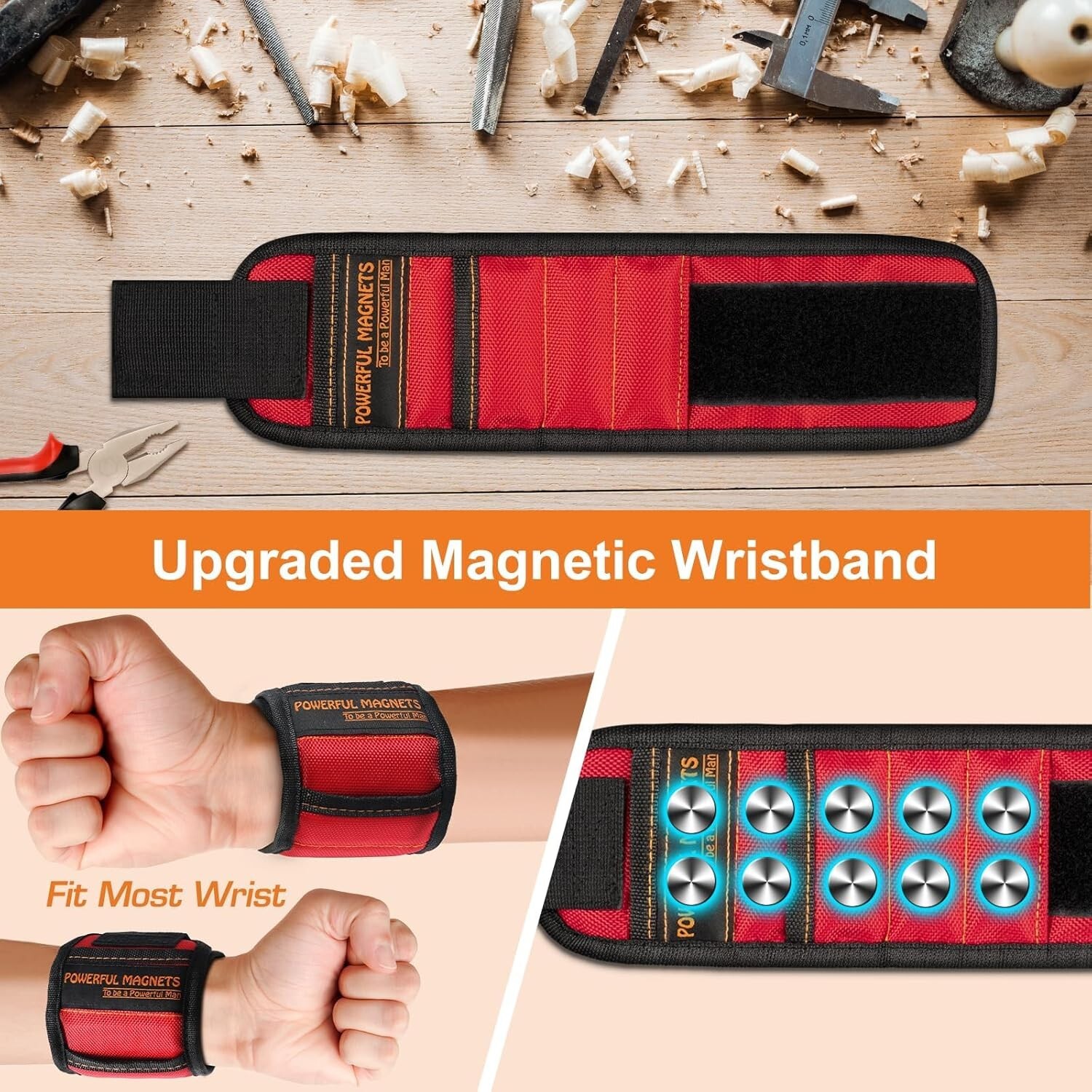 Muñequera Magnetica Para Electricista Bolsa De Herramientas Portatil Tornillos..