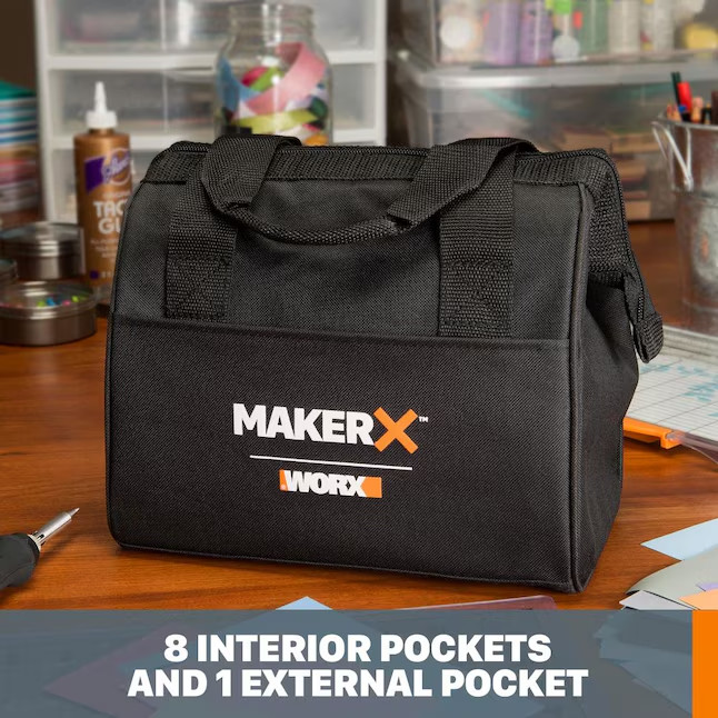 WORX MakerX Black Nylon 10-in W x 6.25-in D x 10-in L Zippered Tool bag