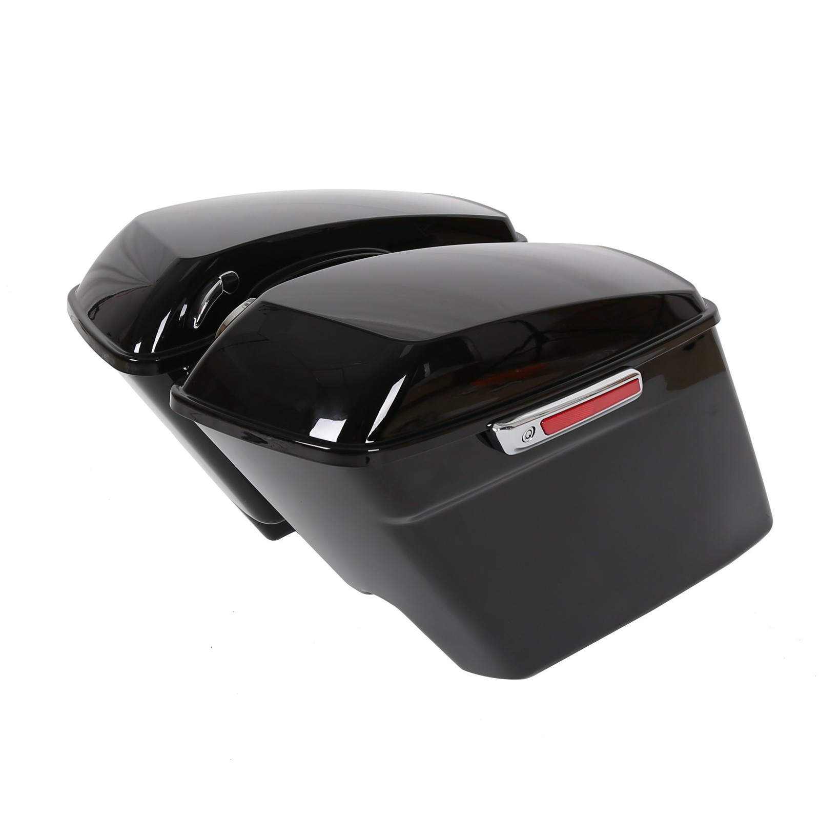 5” Complete Black Painted/Unpainted Extended Stretched Saddlebags Saddle bag