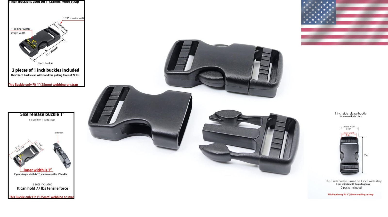 1 Inch Quick Release Plastic Buckles – Strong, Easy-to-Use strap Fasteners