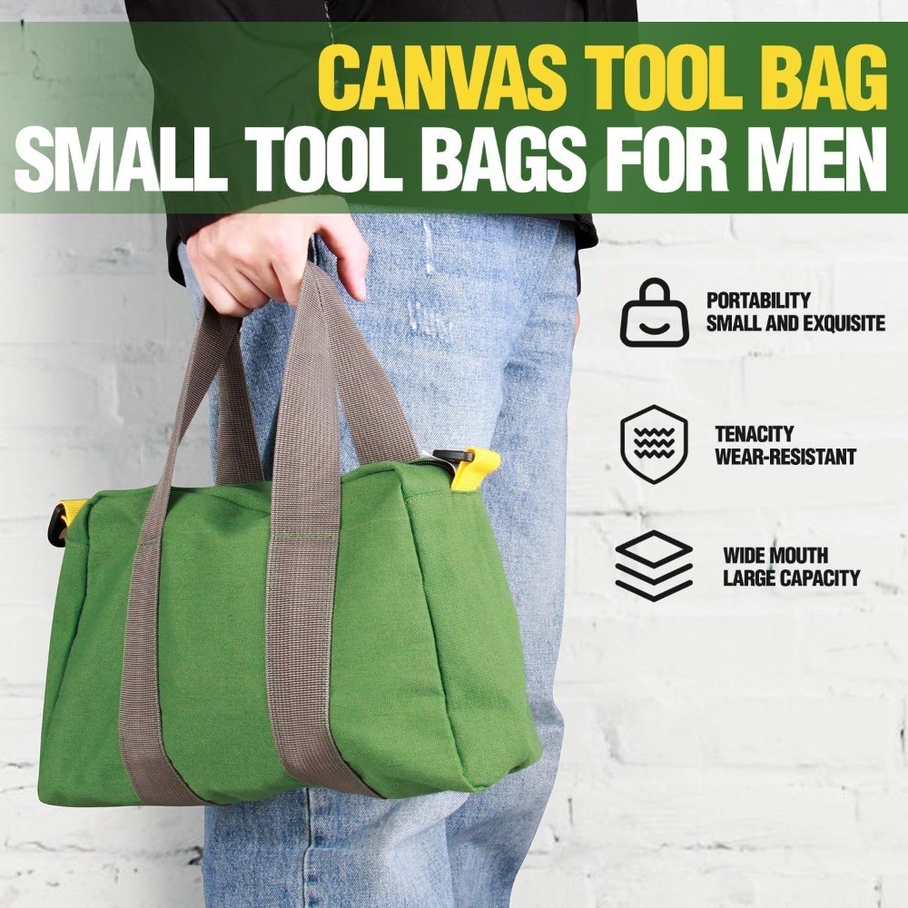 12 Inch Canvas Tool Bag Large Capacity Multipurpose Zipper Tote Organizer Pouch
