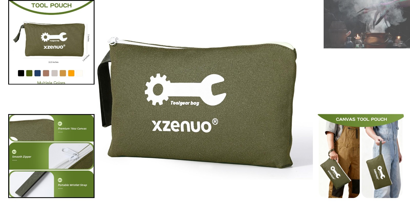 Multifunctional 12.5″ Tool Organizer Pouch – Stylish Cotton Canvas Zipper Bag