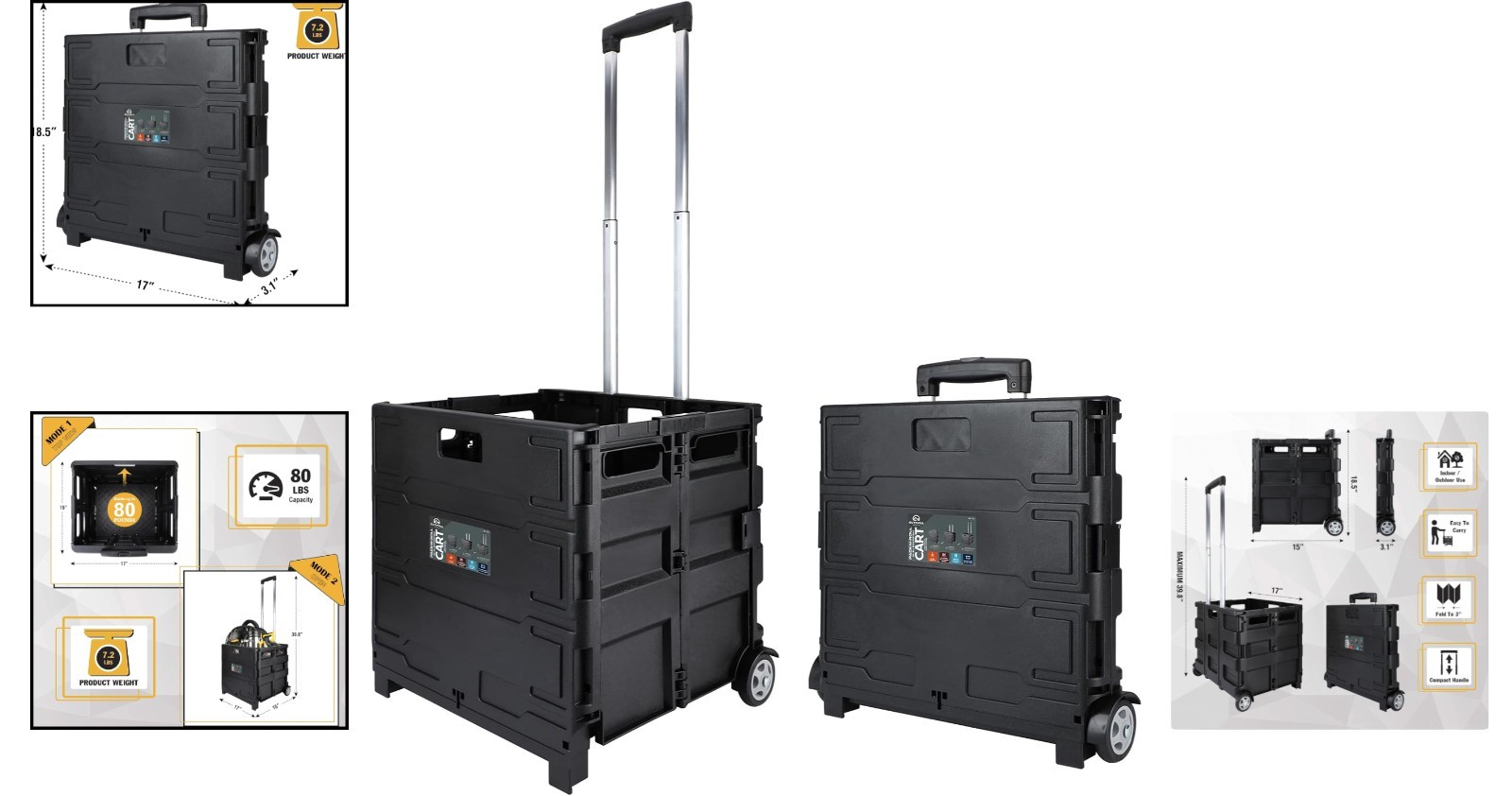 85-010 Grand Pack-N-Roll Portable Tool Carrier, Black, 80 lb Capacity