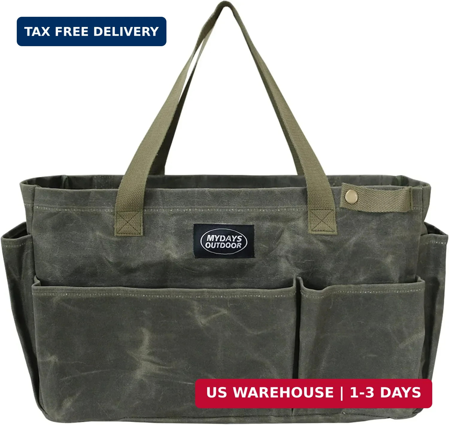 Portable Garden Camping Tool Storage Bag,Waxed Canvas Firewood Carrier Tote bag,