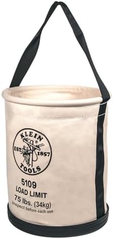 Klein Tools 5109 Canvas Bucket, Wide-Opening Straight-Wall Tool Bucket is Made o