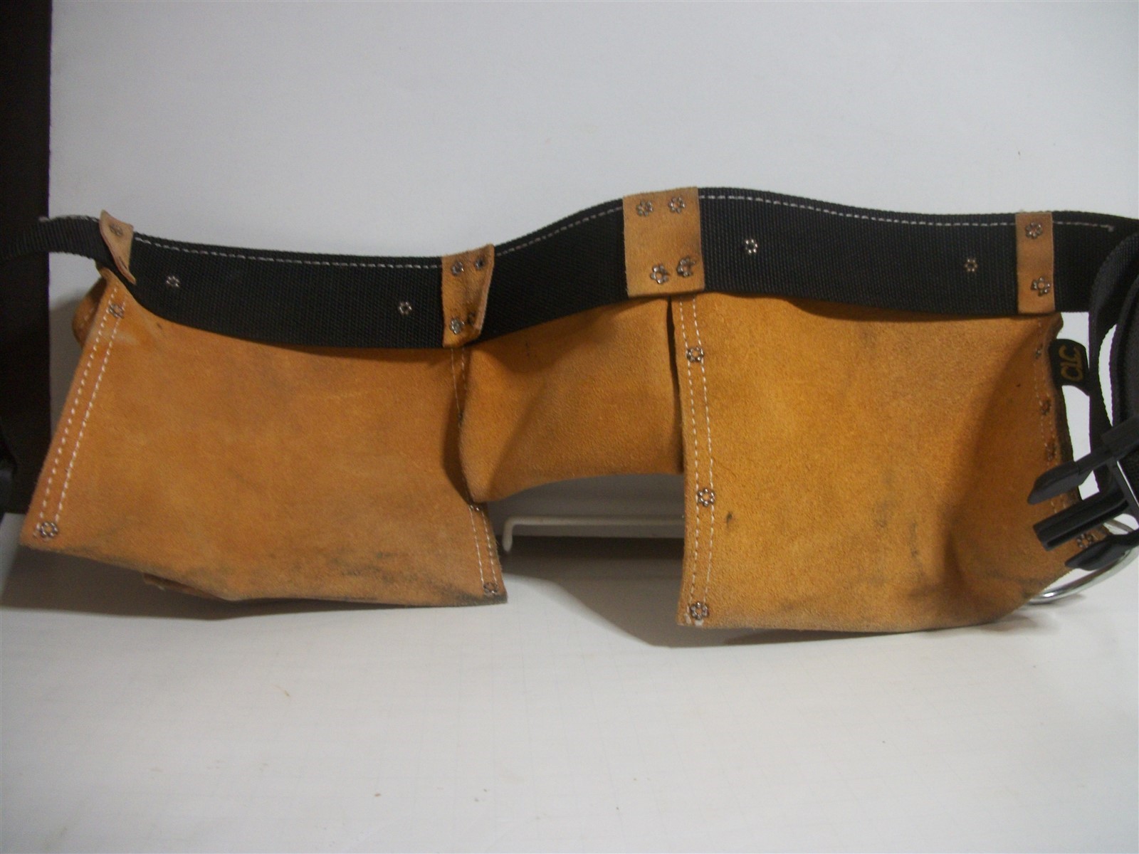 Husky 370×2 Leather Tool Work Belt Hammer Loop by CLC Quickk Release Buckle