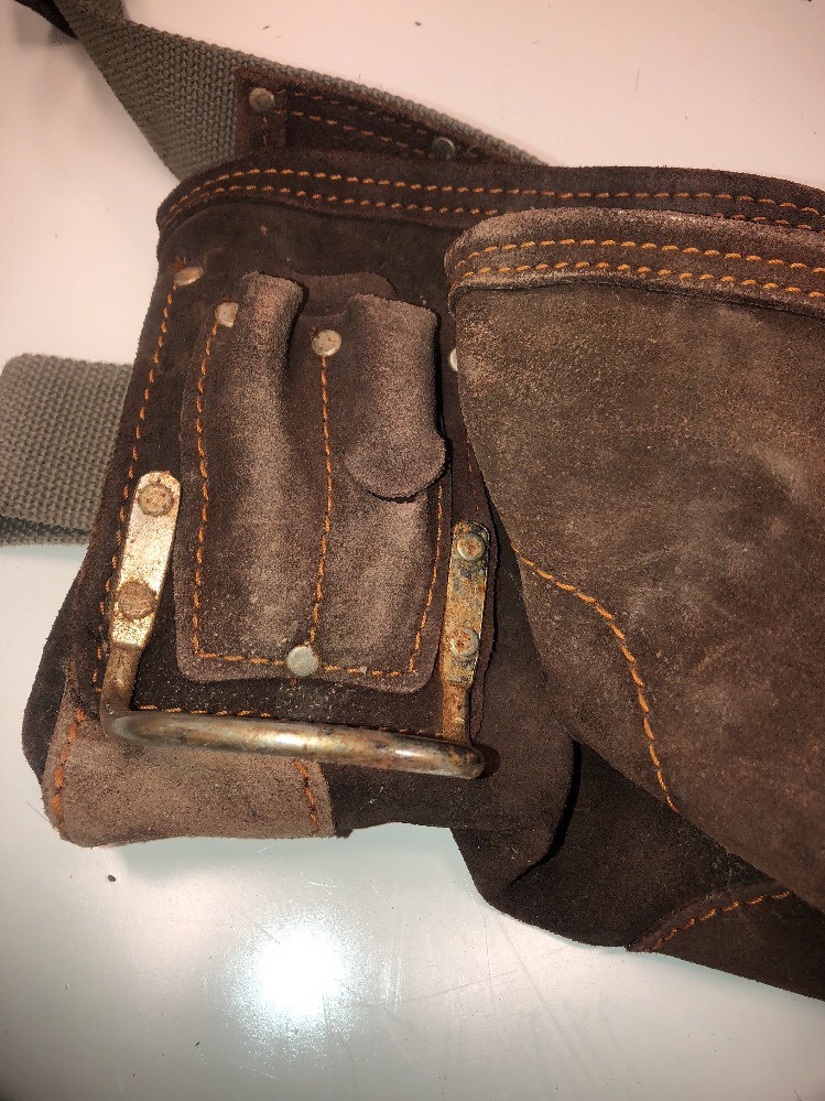 AWP General Construction Suede Leather Tool Apron Belt Bag Pouch Pocket Holder