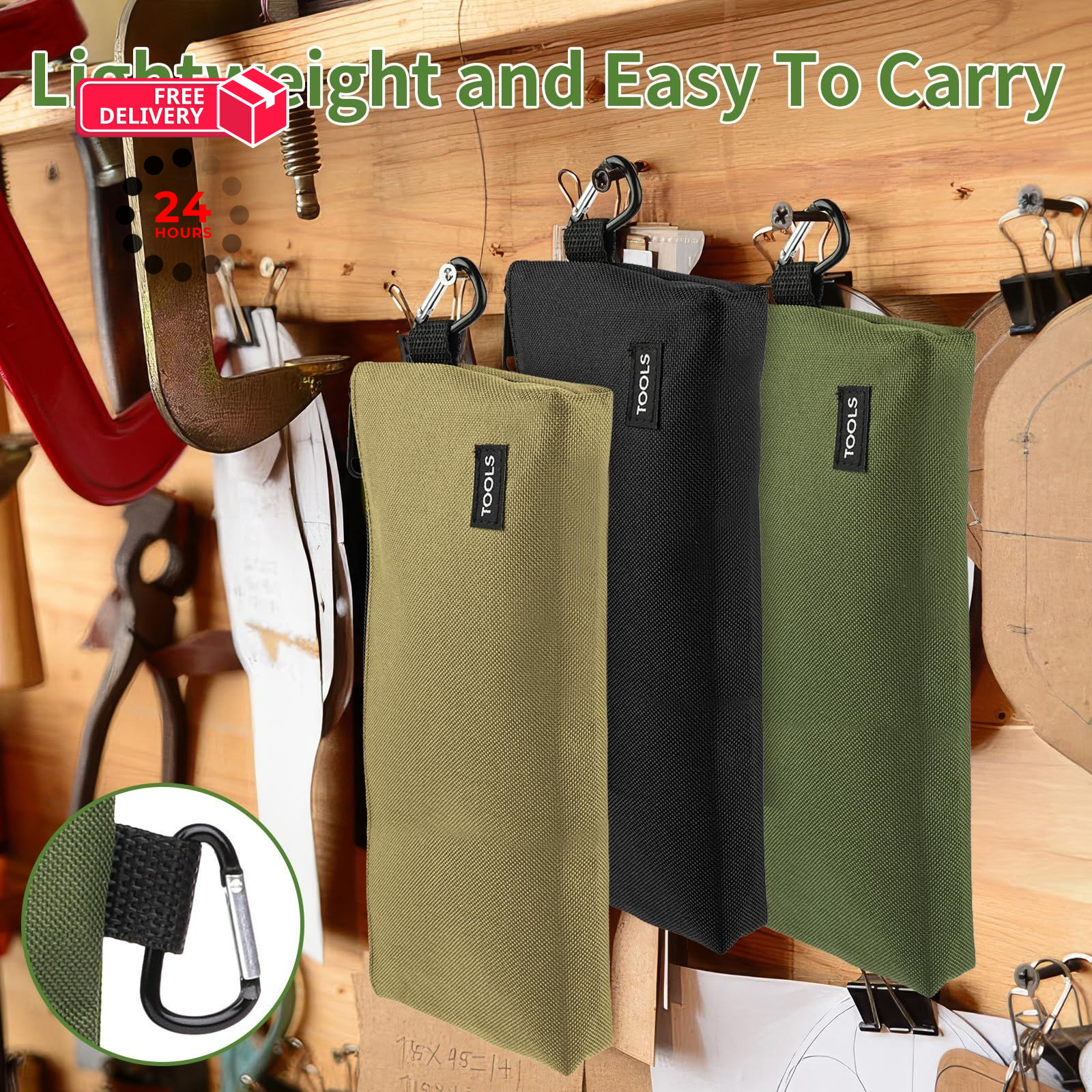 3 Pcs Zipper Tool Pouches, 12 Inch Flat Bottom Utility Bags 12″, Multicolored