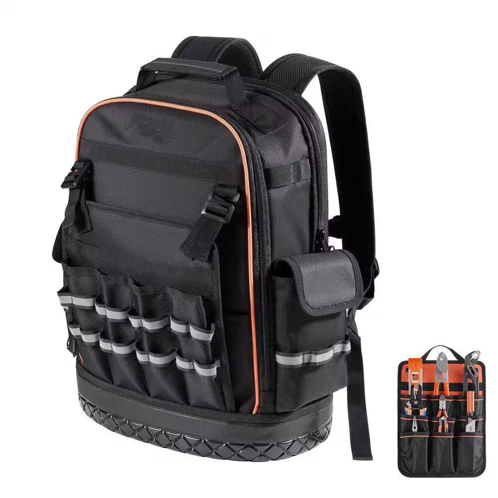 Tool Backpack, 64 Pockets, Heavy-Duty Tools Storage Organizer Work Bags with Lap