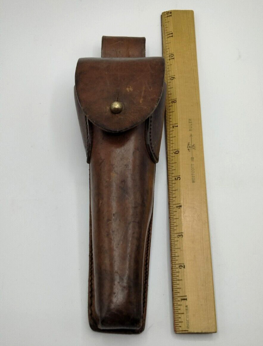 Vintage German? Custom Hand Made Leather Belt Pouch Tool Holder With Button Stud