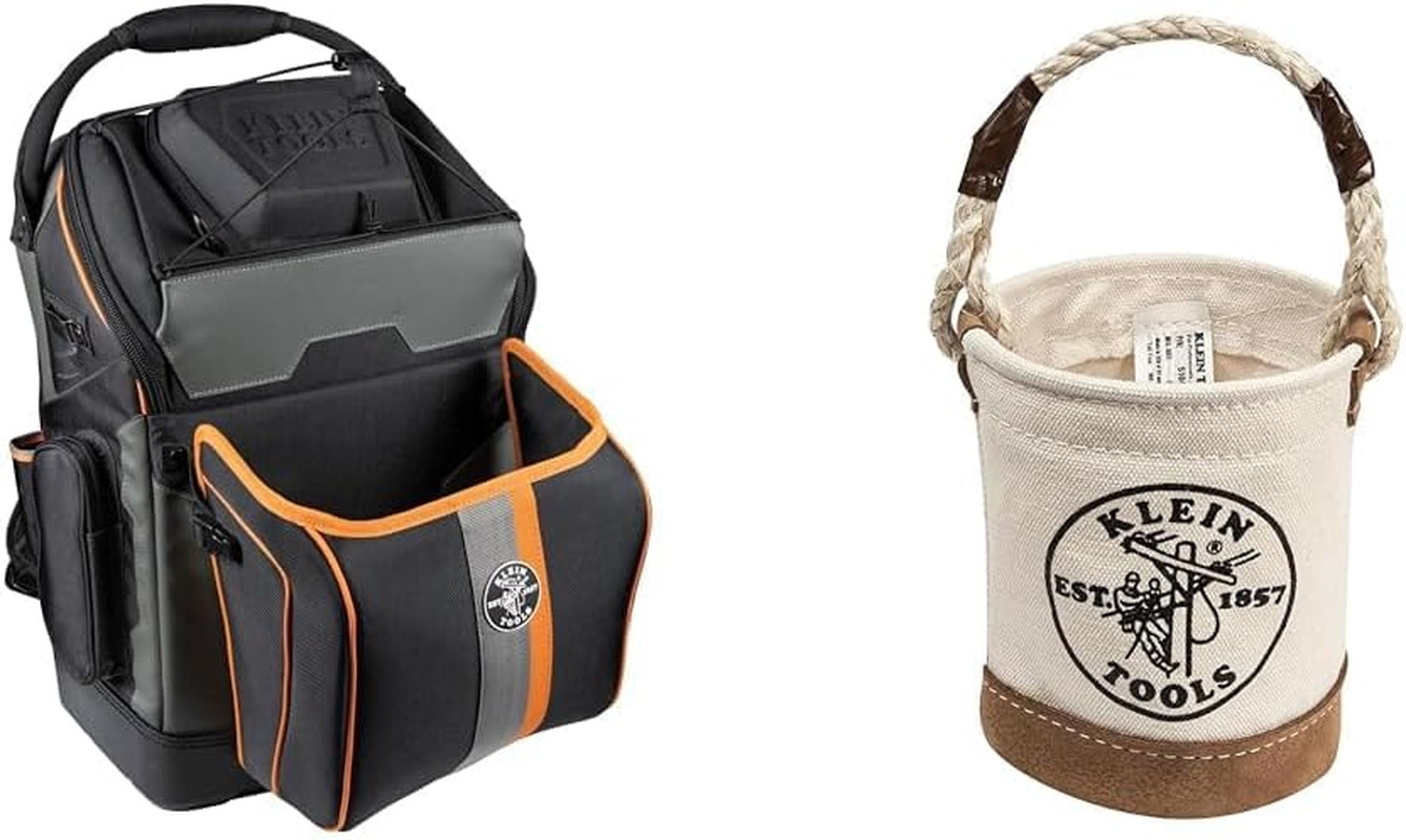 Fireproof Ironworker & Welder Backpack with 27 Pockets & Tool Bucket