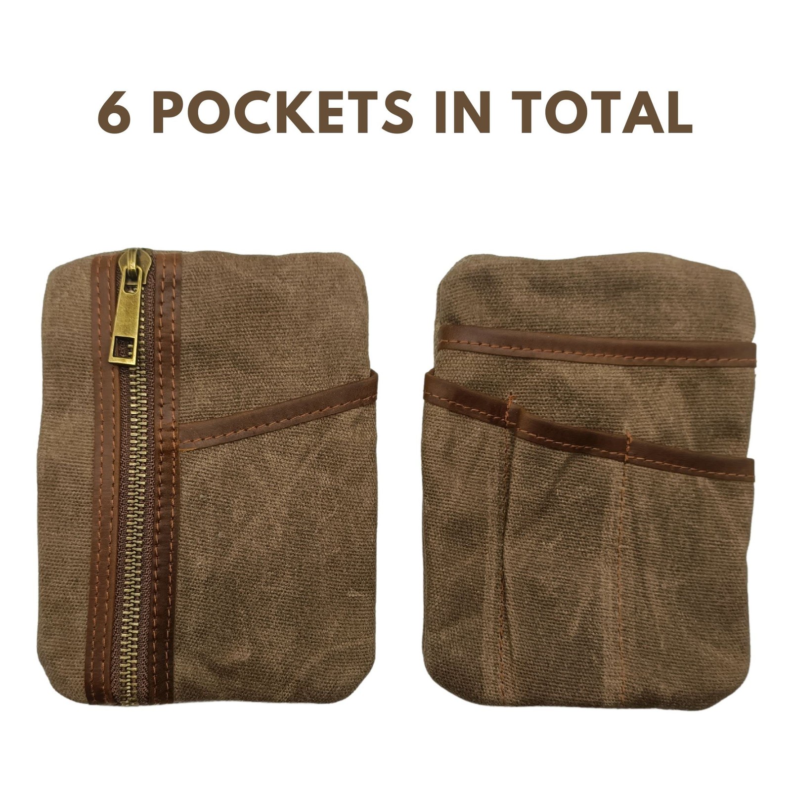 EDC Pouch 6 Pockets Protector Waxed Canvas and Leather Pocket Organizer Mini …
