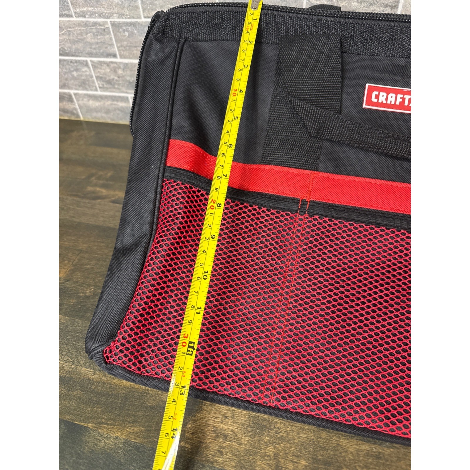 Craftsman 17 Inch Tool Bag Black Red Polyester Zippered Organizer 37537