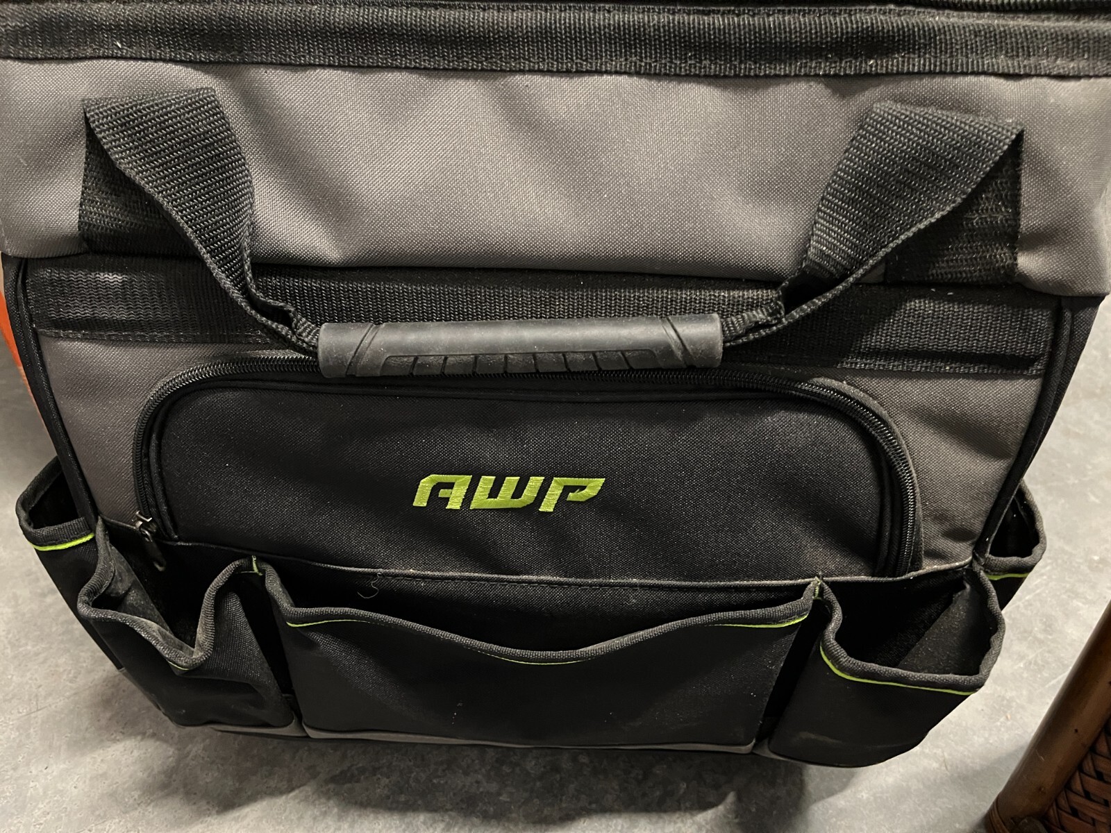 Rolling Tool Bag with Telescoping Rubber Handle and Black/Green – AWP