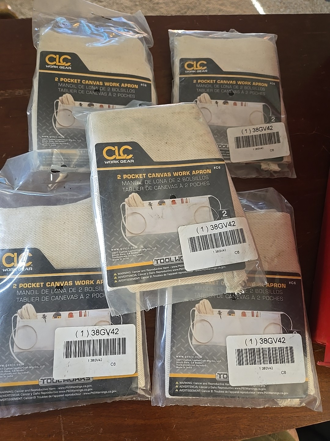 5pcs – CLC C6 Tool Apron,White,Canvas, 29 to 50 in 38GV42 (4A6)