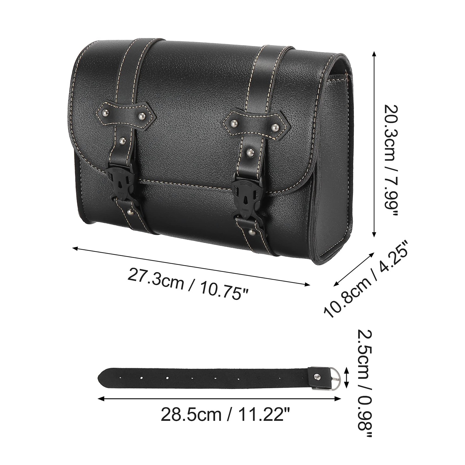 Motorcycle Tool Handlebar Bag Cycling Luggage Waterproof Faux Leather Black