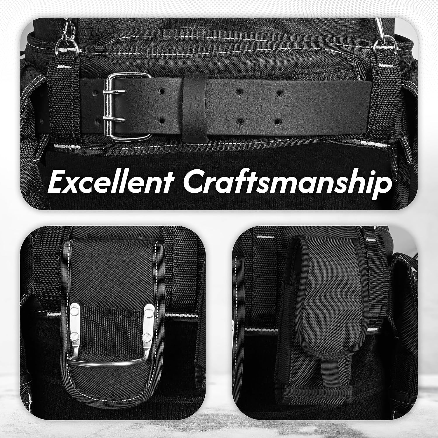 Leather & Nylon Tool Belt with 28 Pockets – Ideal for Professionals