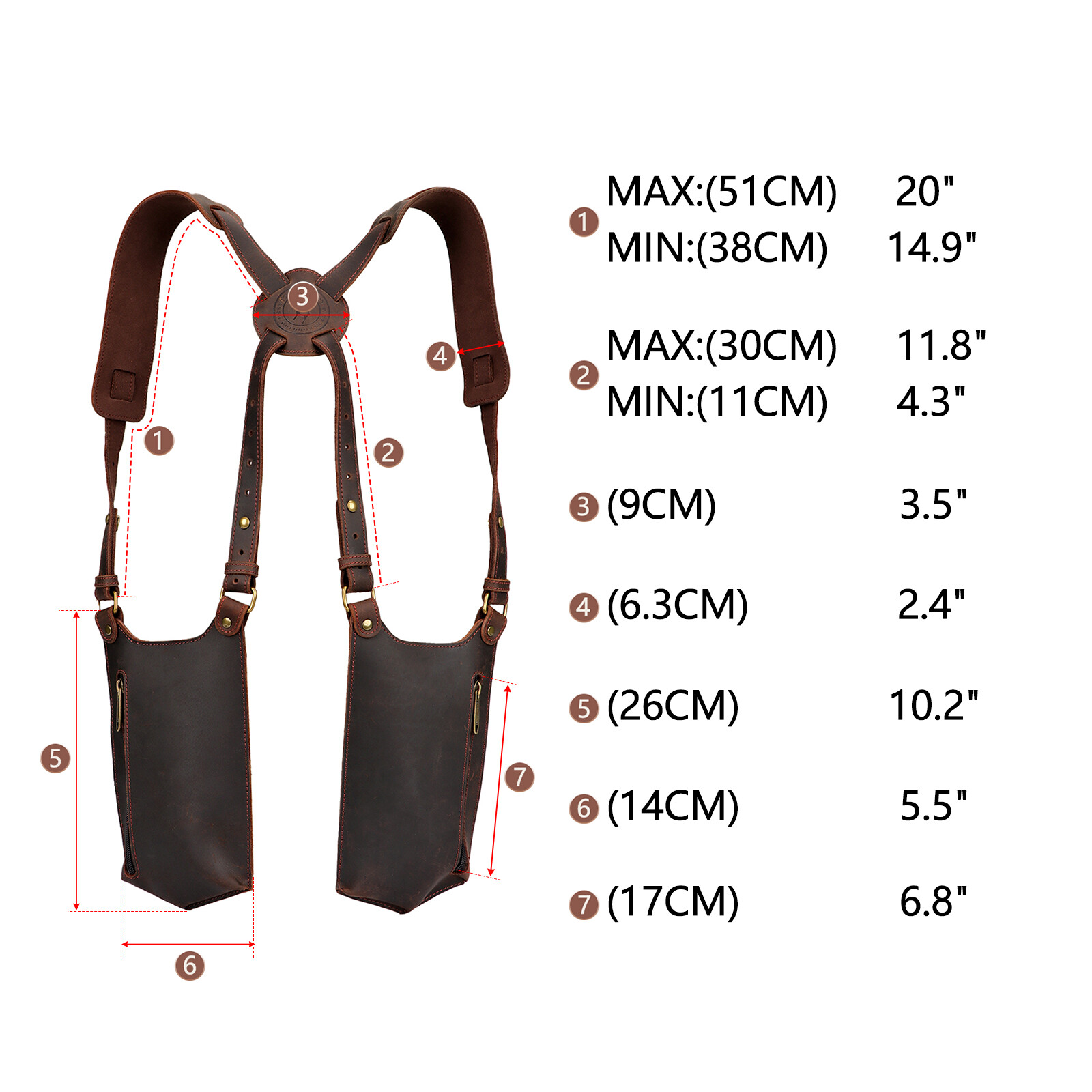 TOURBON Leather Concealed Double Underarm Shoulder Holster Bag Phone Case Wallet
