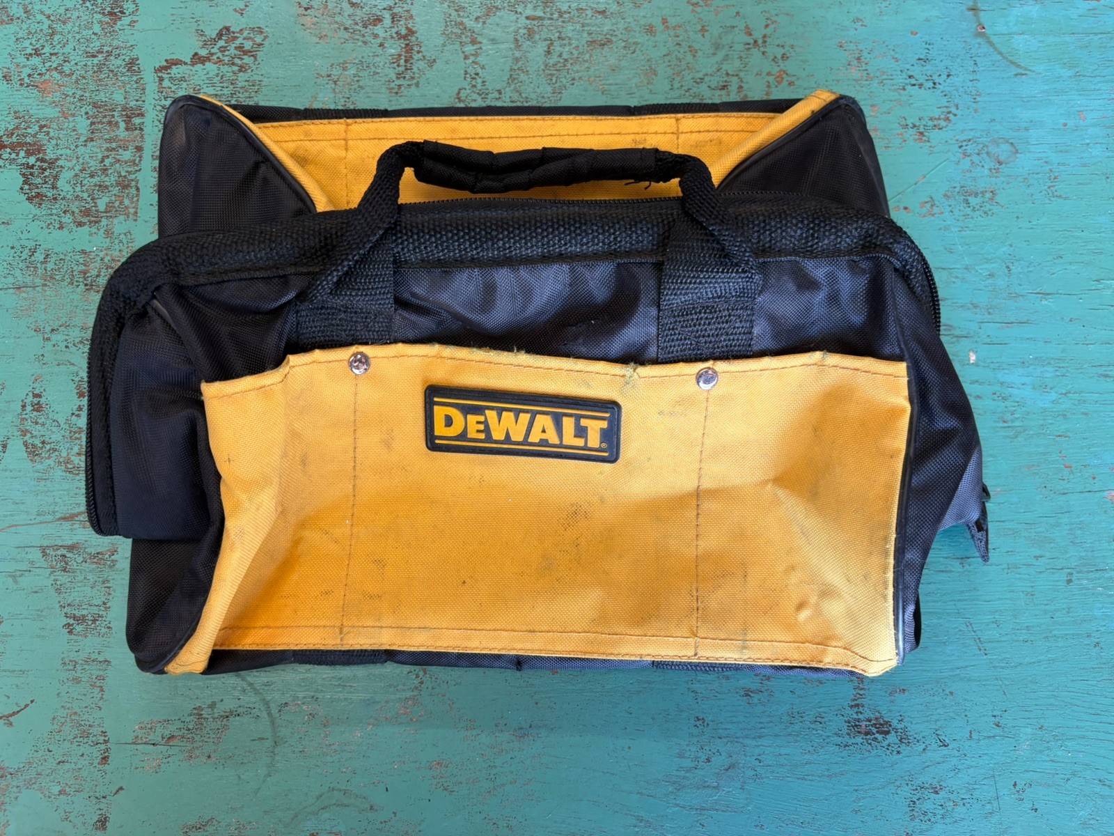 DEWALT 13 in Mini Heavy Duty Contractor Tool Bag Yellow Black