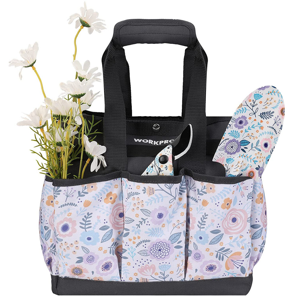 WORKPRO Pink/White Garden Tool Bag Heavy Duty Oxford Garden Tool Storage Bag NEW