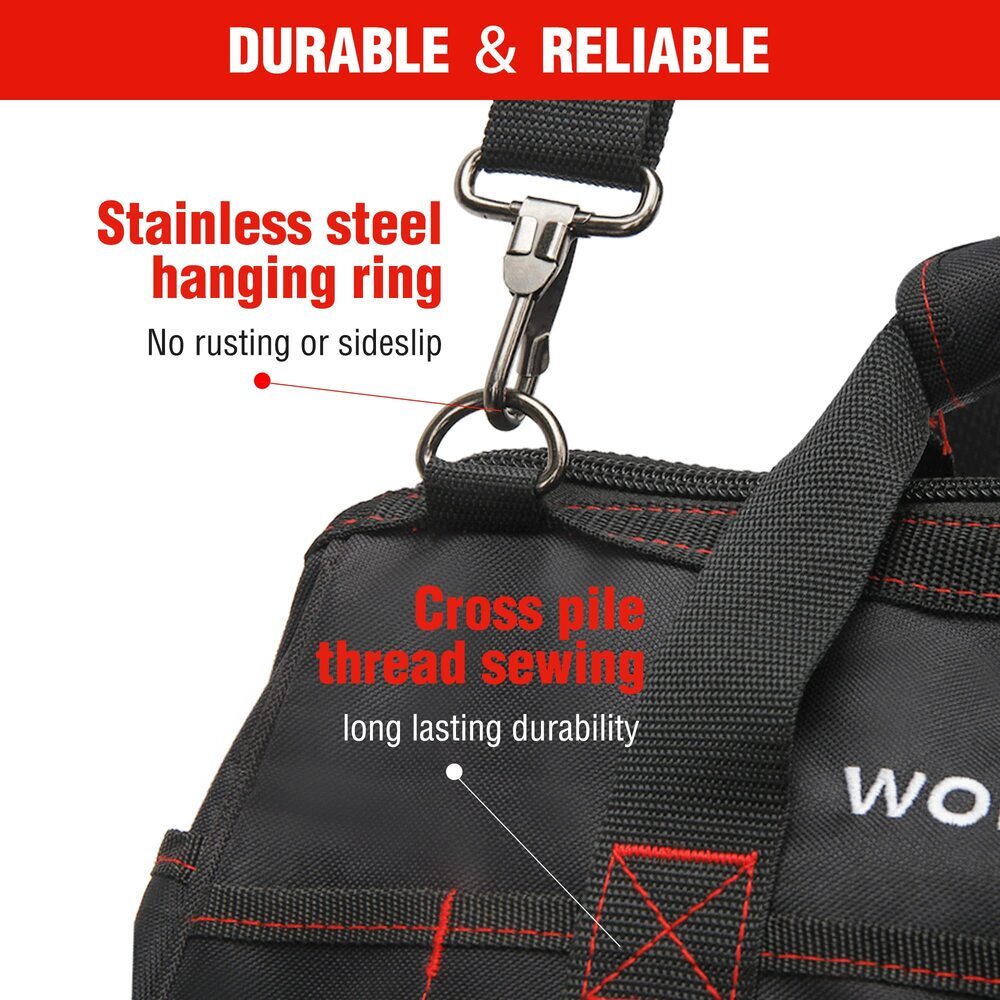 WORKPRO 16″ Zipper Wide Mouth Tool Storage Bag Case Large Capacity w/21 Pockets
