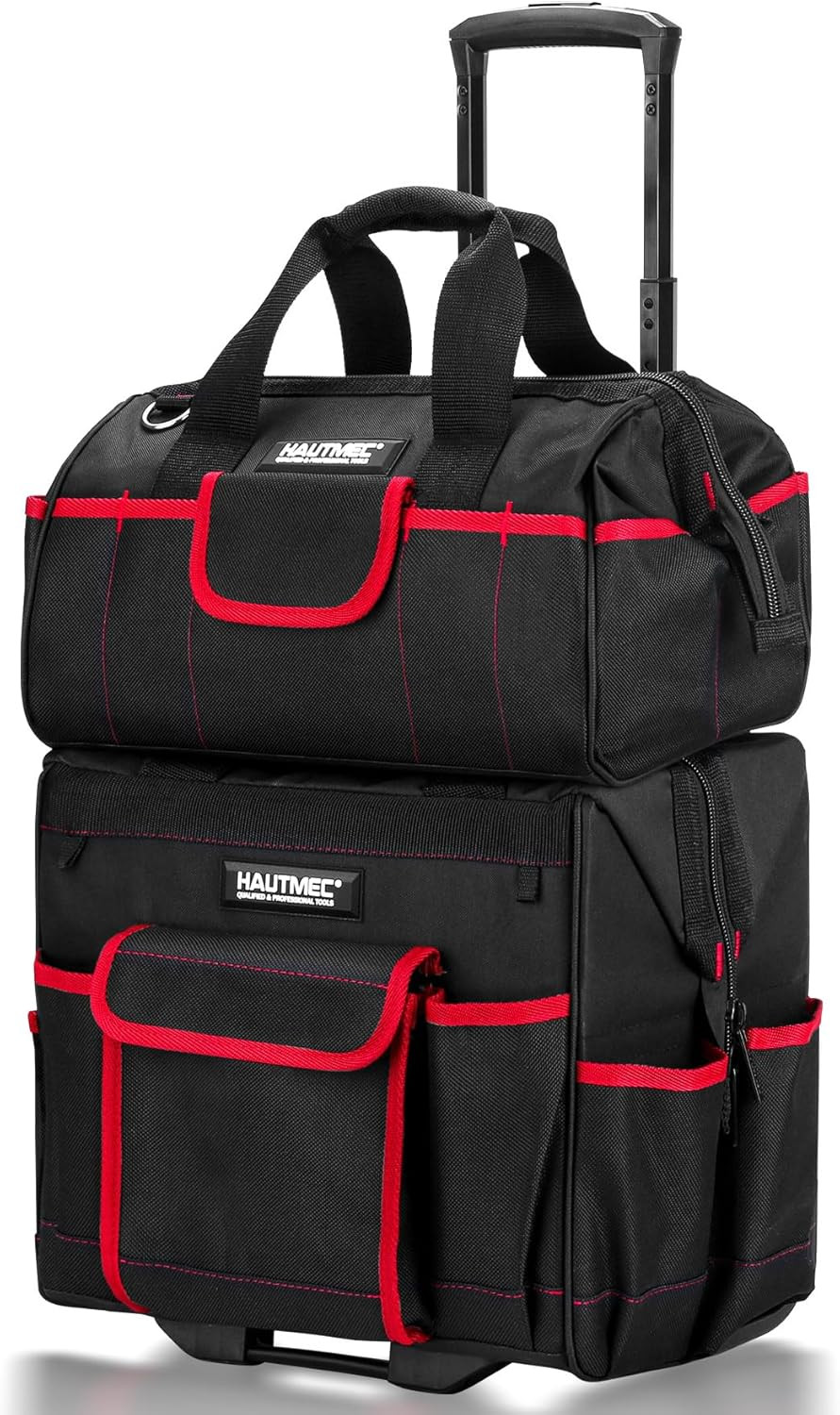 Heavy-Duty 2-Piece Rolling Tool Bag Set with Wheels & Utility Bag