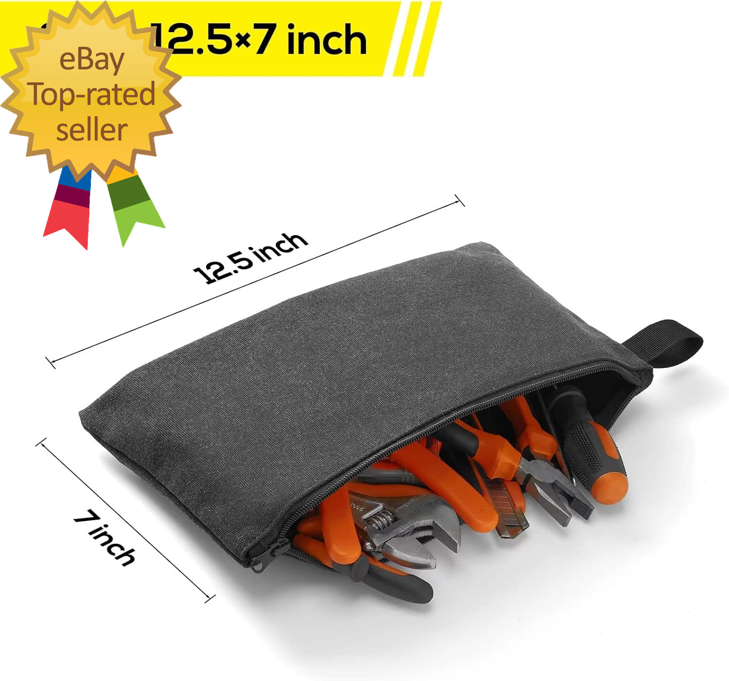 8 Pack Canvas Tool Pouch with Zipper Upgrade 16 Oz Heavy Duty Small Tool Batg Mu