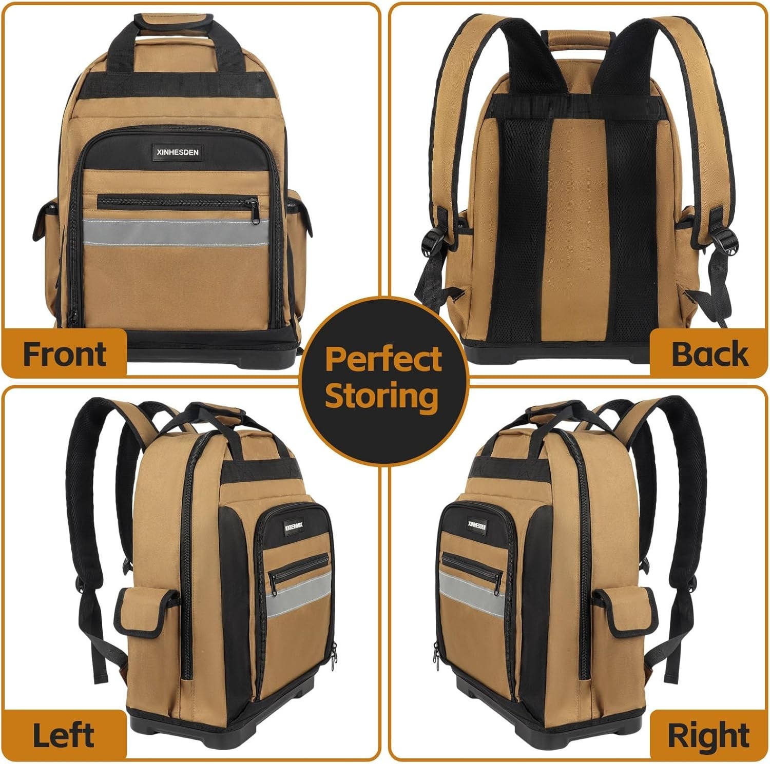 Tool Bag Backpack, Heavy Duty Tool Backpack Bag with Waterproof Molded Base, Ele