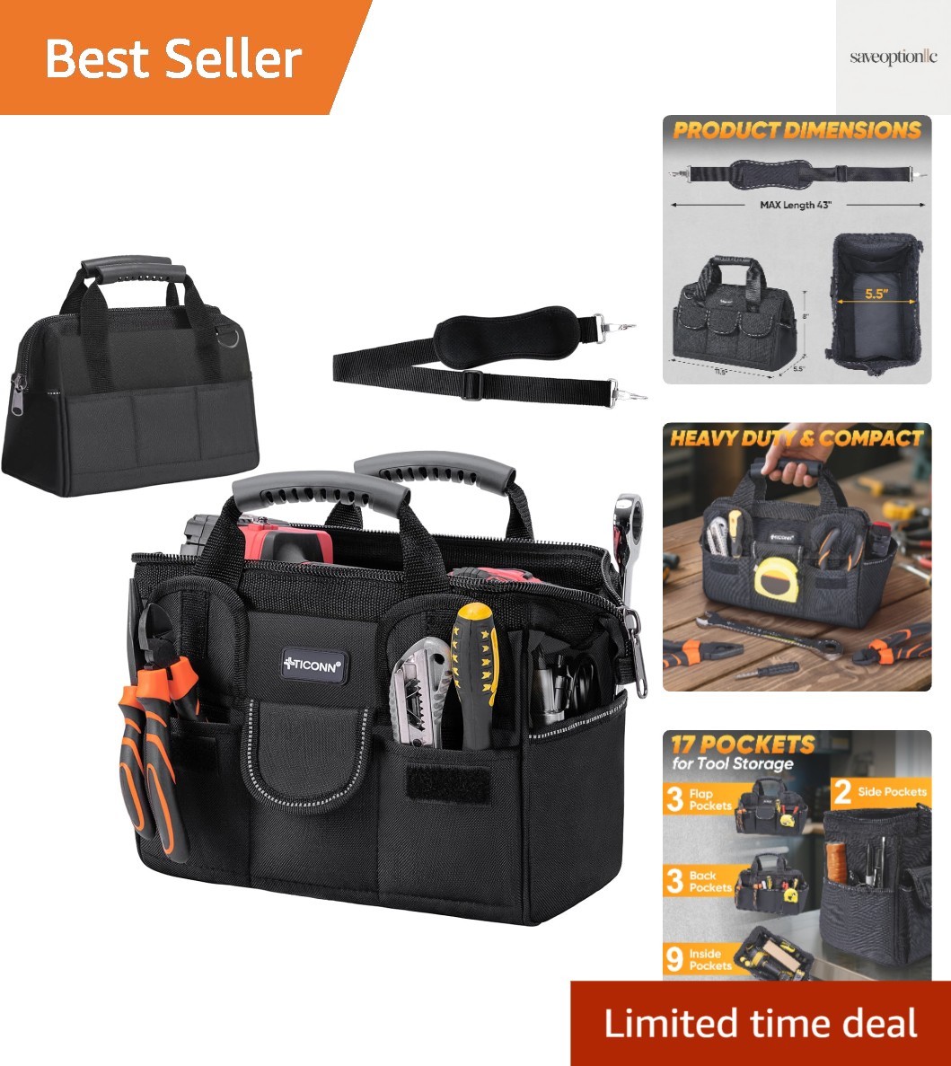 Heavy Duty Tool Bag with Multi-Pockets, Portable Tool Box Organizer Storage B…