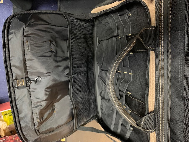 CLC 1539 Tool Bag: Polyester, 58 Pockets, 18 in Overall Wd, 7 in Overall Dp, 14