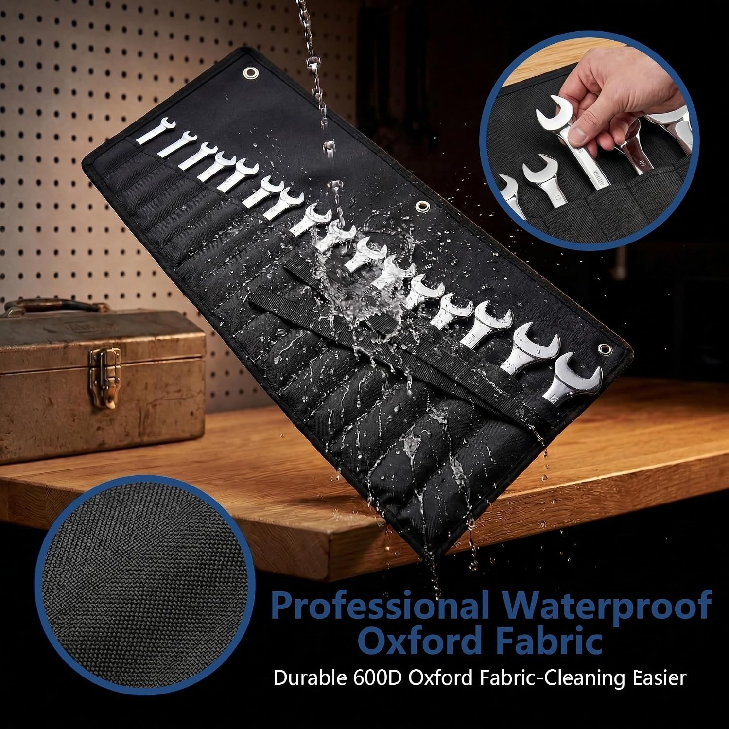 Wrench Roll Up Pouch,16-Pocket Heavy Duty Roll Up Tool Bag,Sturdy Waterproof …