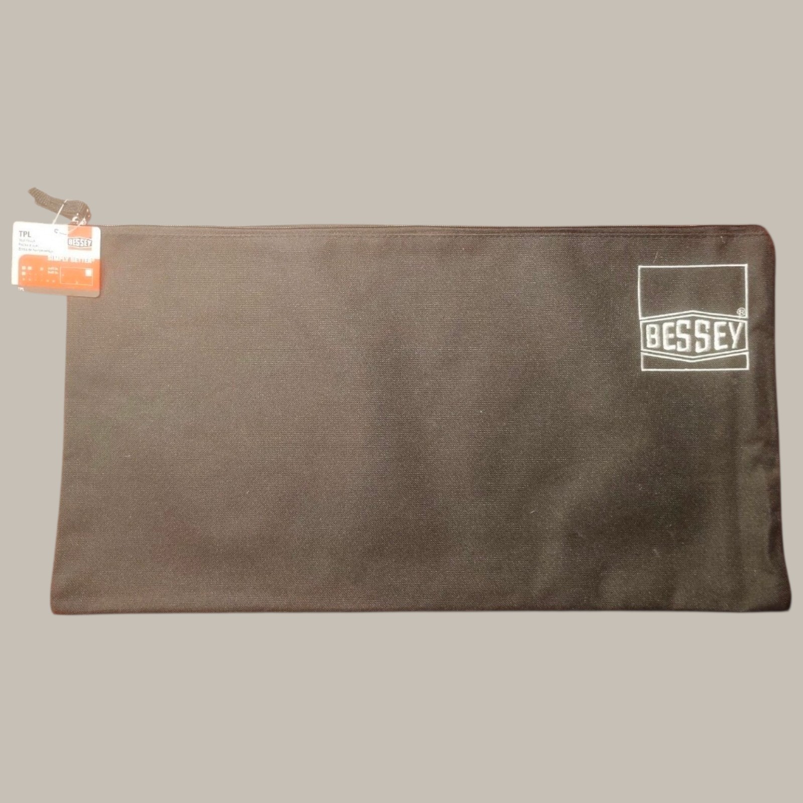 BESSEY TPL Tool Pouch 11x21in Zippered Canvas Storage Bag NEW w/Tag Black Large