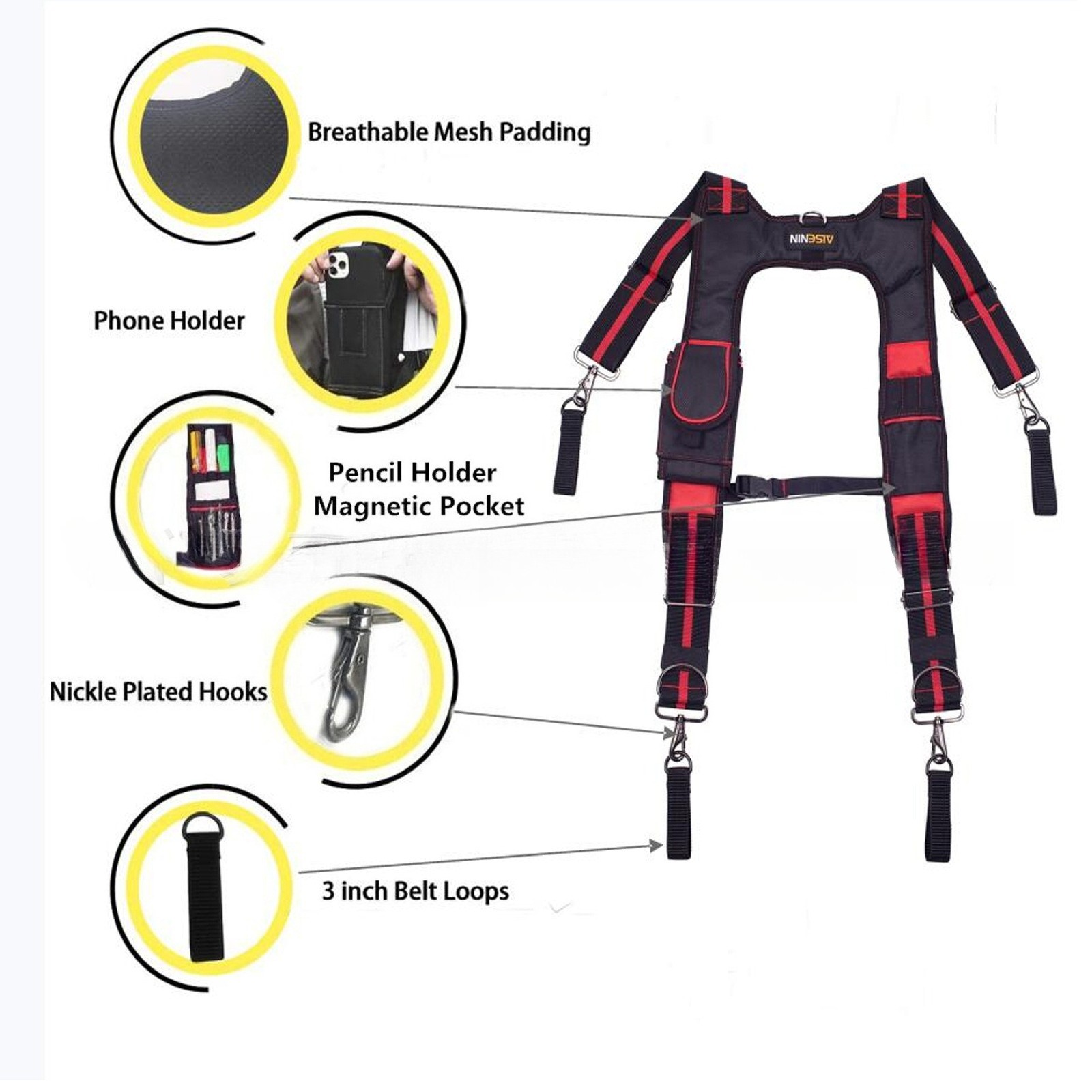 Prefessional Industrial Tool Belt Suspender Mobile Pouch Heavy Duty H-shaped