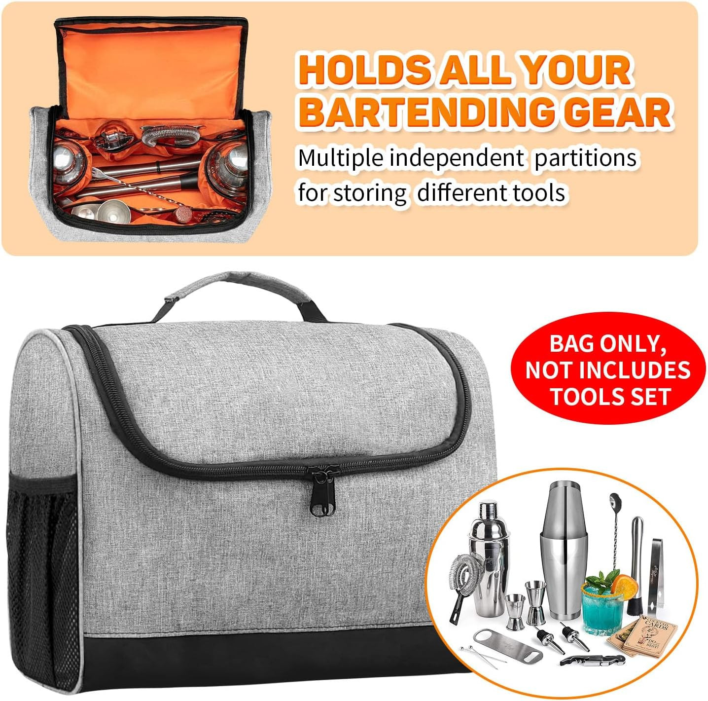 Portable Bartender Bag with Handle – Professional Bar Tool Organizer for Travel