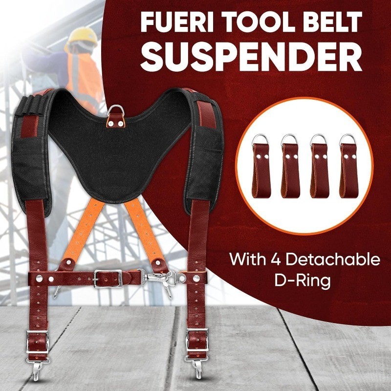 FUERI Tool Belt Men Heavy Duty, Green and Maroon Tool Belt Suspender