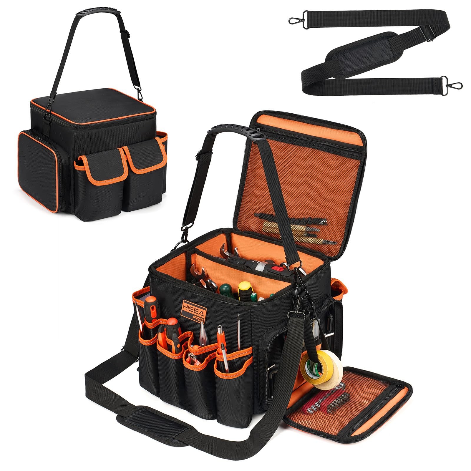 HISEA 10-Inch Tool Bag Organizer with 50 Pockets, 1680D Waterproof Tool Box