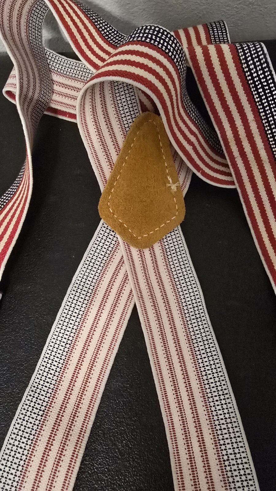 Custom Leathercraft CLC Heavy Duty Suspenders USA Red White Blue 110 USA Cowhide