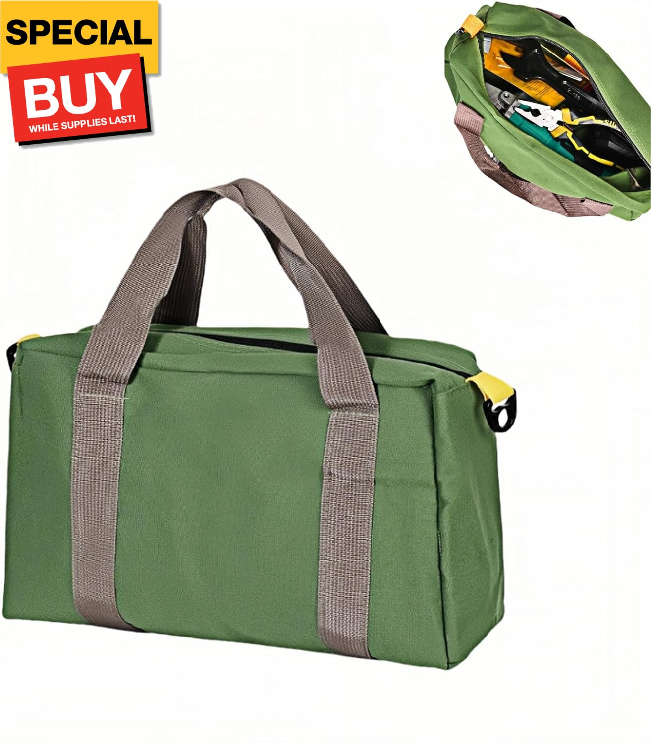 Canvas Wide Mouth Tool Bag, Large Capacity Tool Bags for Men, Portable Home Tool