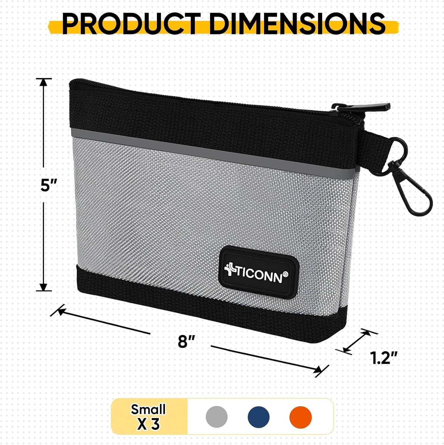 3 Pack Waterproof Small Tool Pouches with Zipper & Carabiner – 1680D Oxford, …