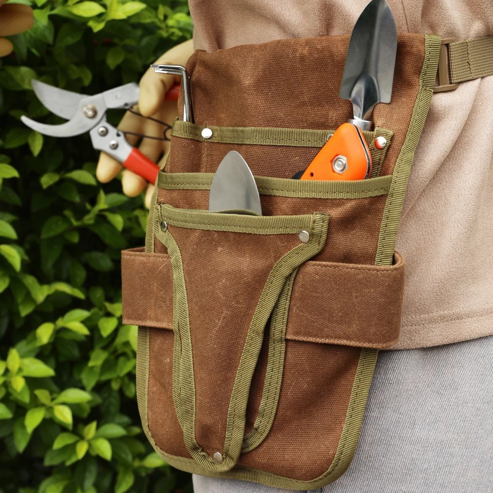 Garden Tool Belt Pouch Waterproof Canvas Multi Pocket Tool Bag